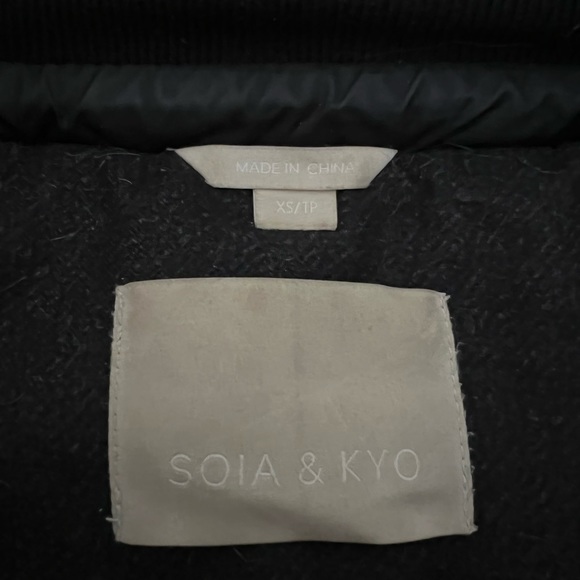 Soia & KYO CAMIELA Slim Fit Brushed Down Coat With Leather Trim - Picture 16 of 16